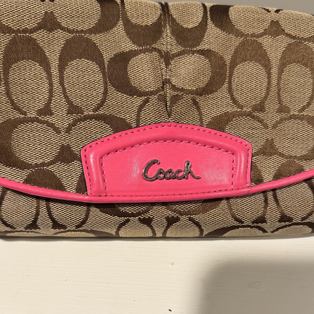 Coach Signature Brown and Pink Wristlet - Picture 8 of 8